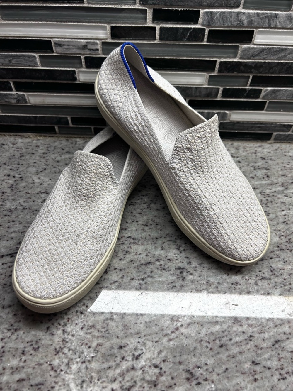 Womens Rothy’s Slip-On Knit salt Honeycomb Casual Sneaker- size 8